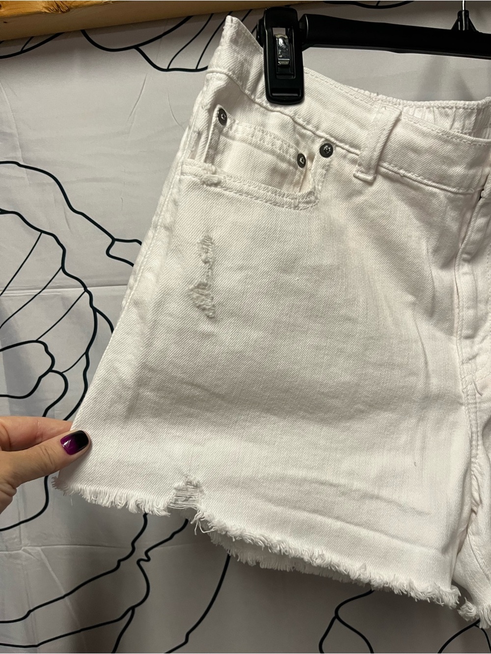 aerie Cotton Blend Frayed Hem Denim Shorts (396) - Picture 5 of 10